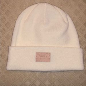 white obey beanie